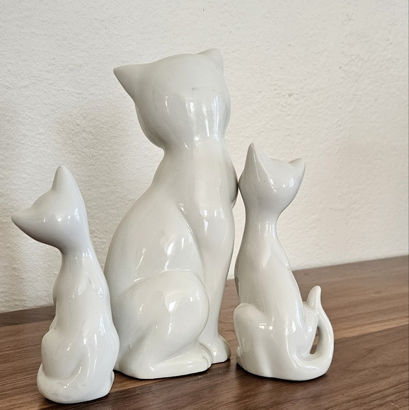Vintage Otagiri Mid Century Modern White Siamese Cats Japan Porcelain SET - Picture 3 of 4